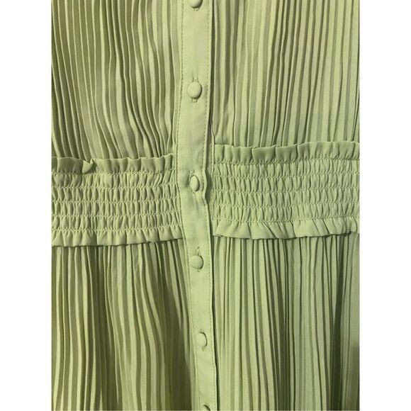 Nanette Lepore Women’s Size 14 Long Sleeve Pleated Button Up Dress Green - Picture 11 of 16